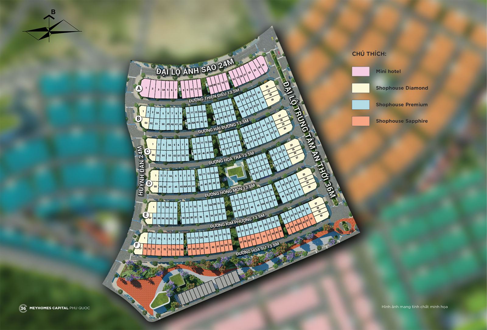 Mặt bằng ph&acirc;n khu Rosada - Meyhomes Capital