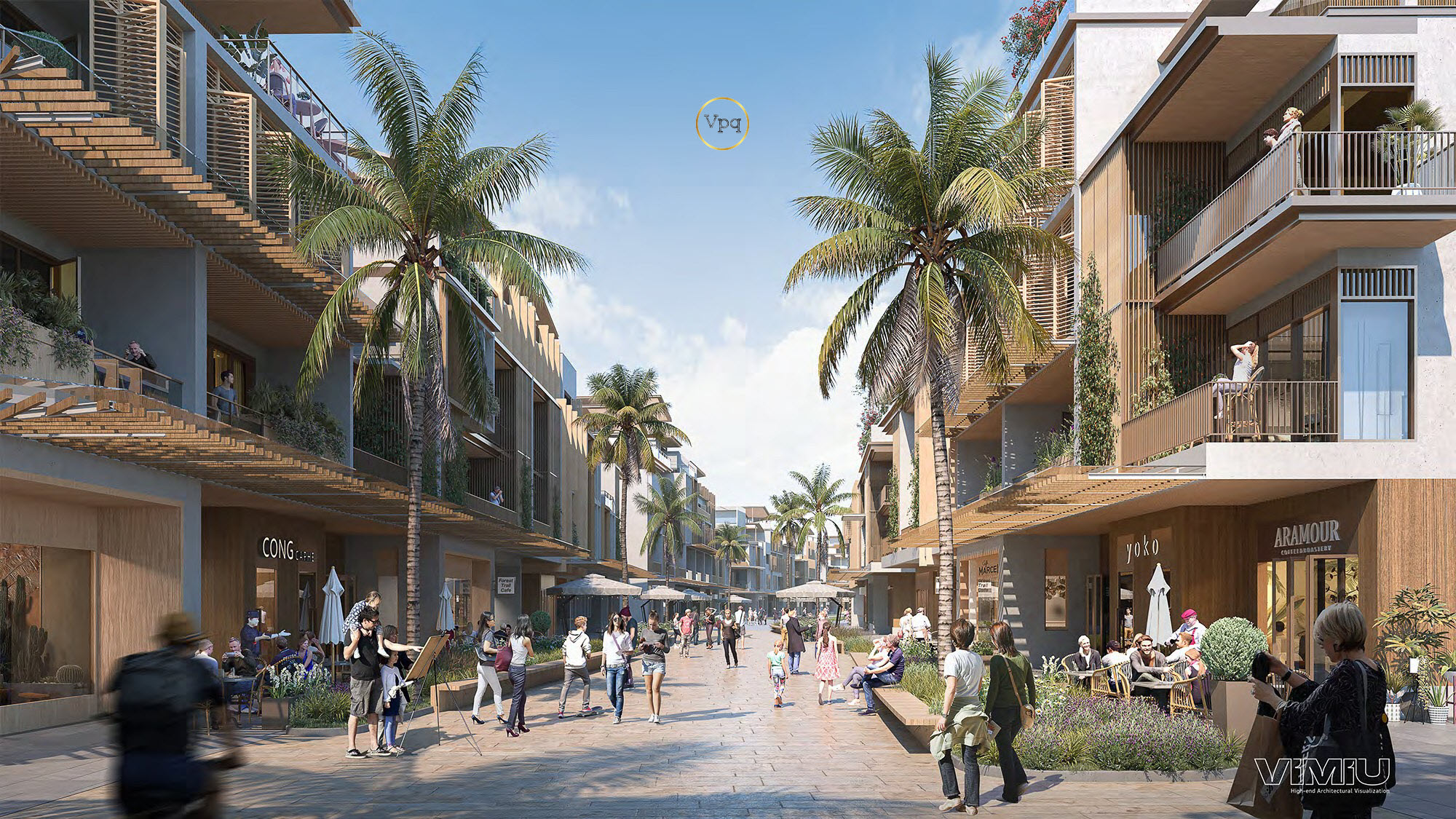 Phối cảnh Shophouse Paradise Walk Hòn Thơm