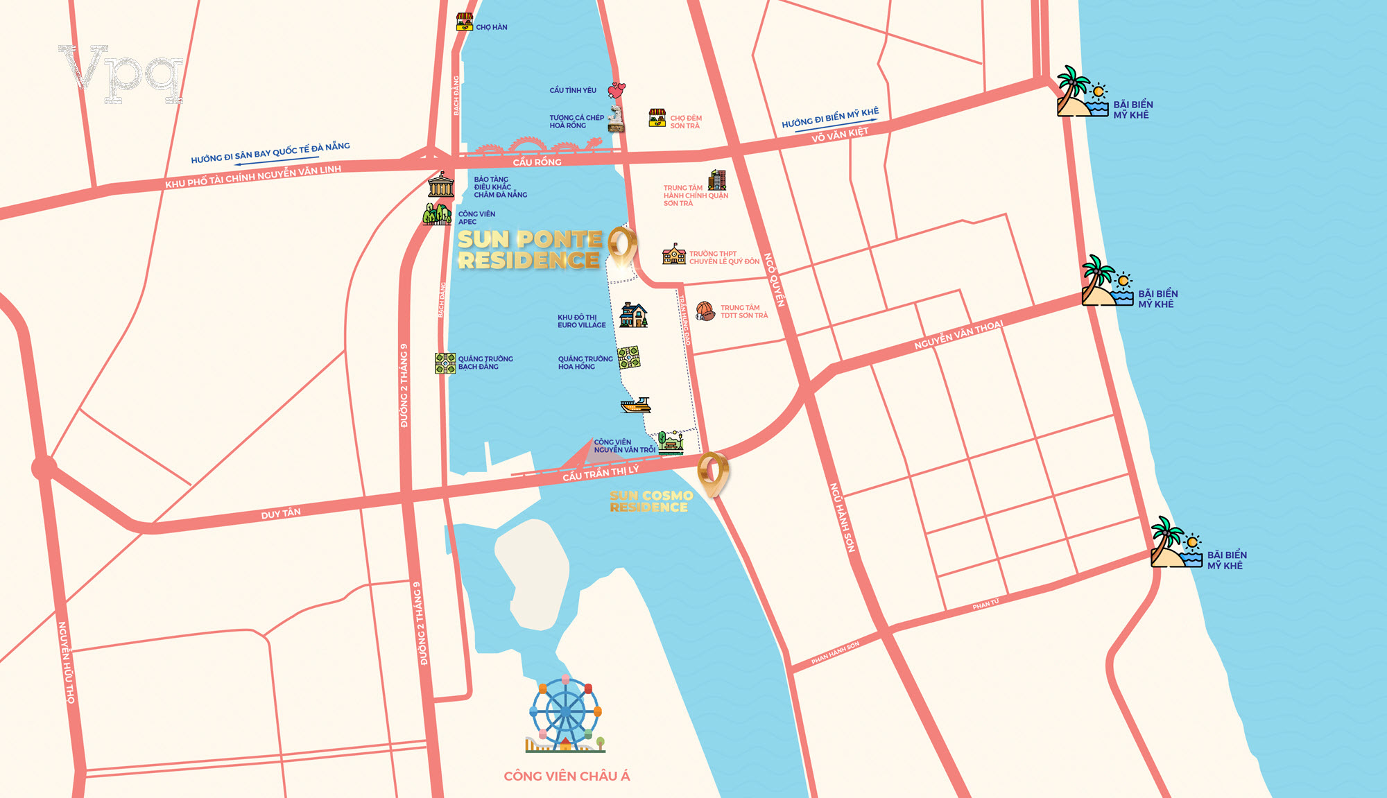 Vị tr&iacute; dự &aacute;n Sun Ponte Residence Da Nang