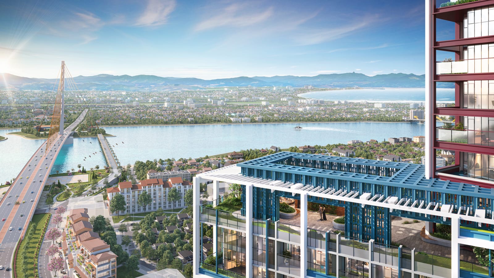Tiện &iacute;ch s&acirc;n vườn tr&ecirc;n kh&ocirc;ng tại căn hộ Sun Cosmo Residence