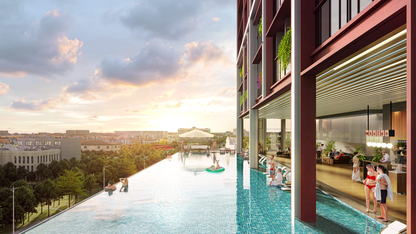 Tiện ích bể bơi tầng 3 Sun Cosmo Residence Da Nang