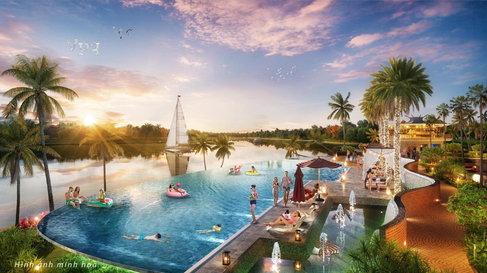 Tiện ích hồ hboiw vô cực view sông tại Sunneva Island Đà Nẵng