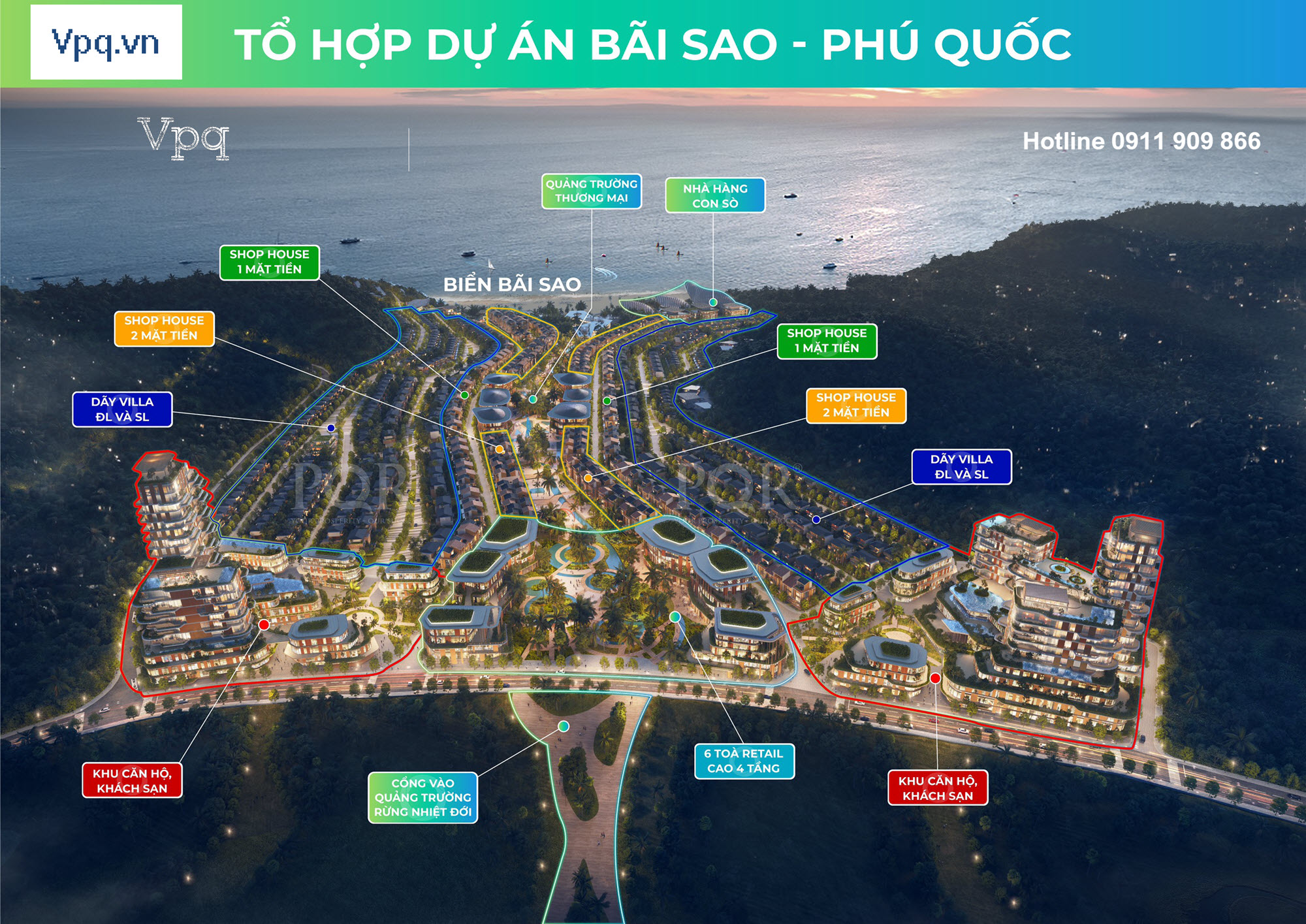 Toàn cảnh quy hoạch mô hình chuẩn Resort tại tổ hợp Bãi Sao