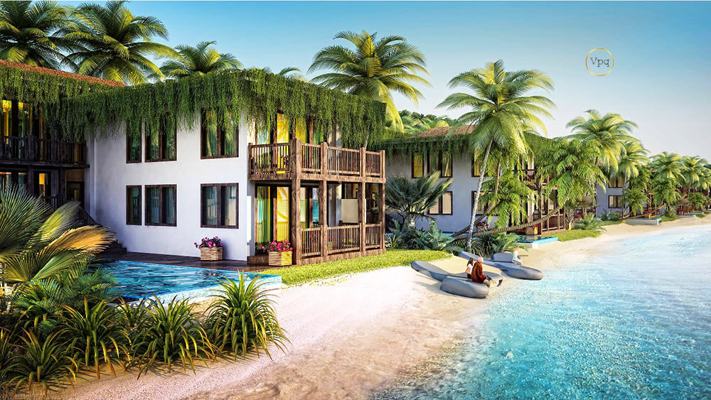 Phối cảnh biệt thự sát biển với diện tích 615 - 2200 m2 tại Premier Village Phu Quoc Resort