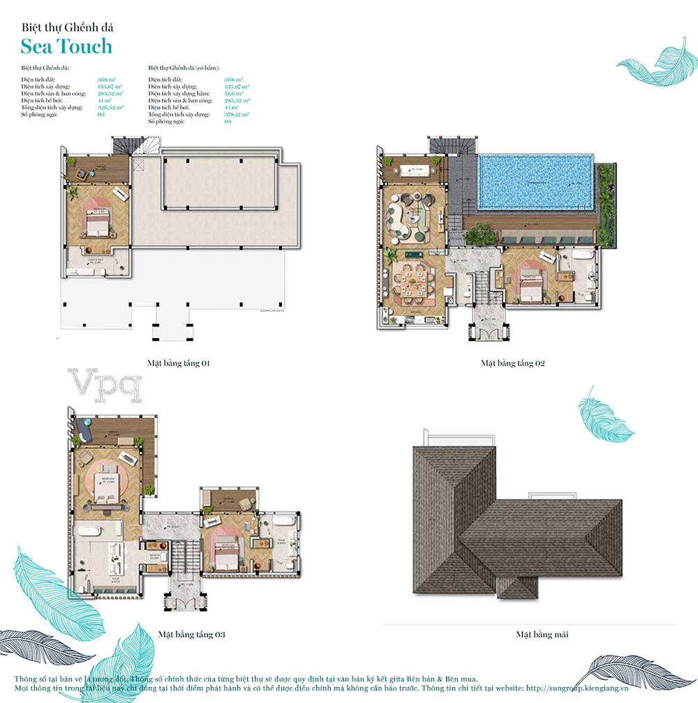 Layout biệt thự ghềnh đá Sea Touch - Sun Premier Village The Eden Bay