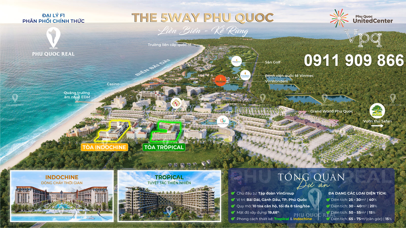2 tòa tháp căn hộ The 5Way Phu Quoc ra mắt đầu tiên đó là Indochine và Tropical