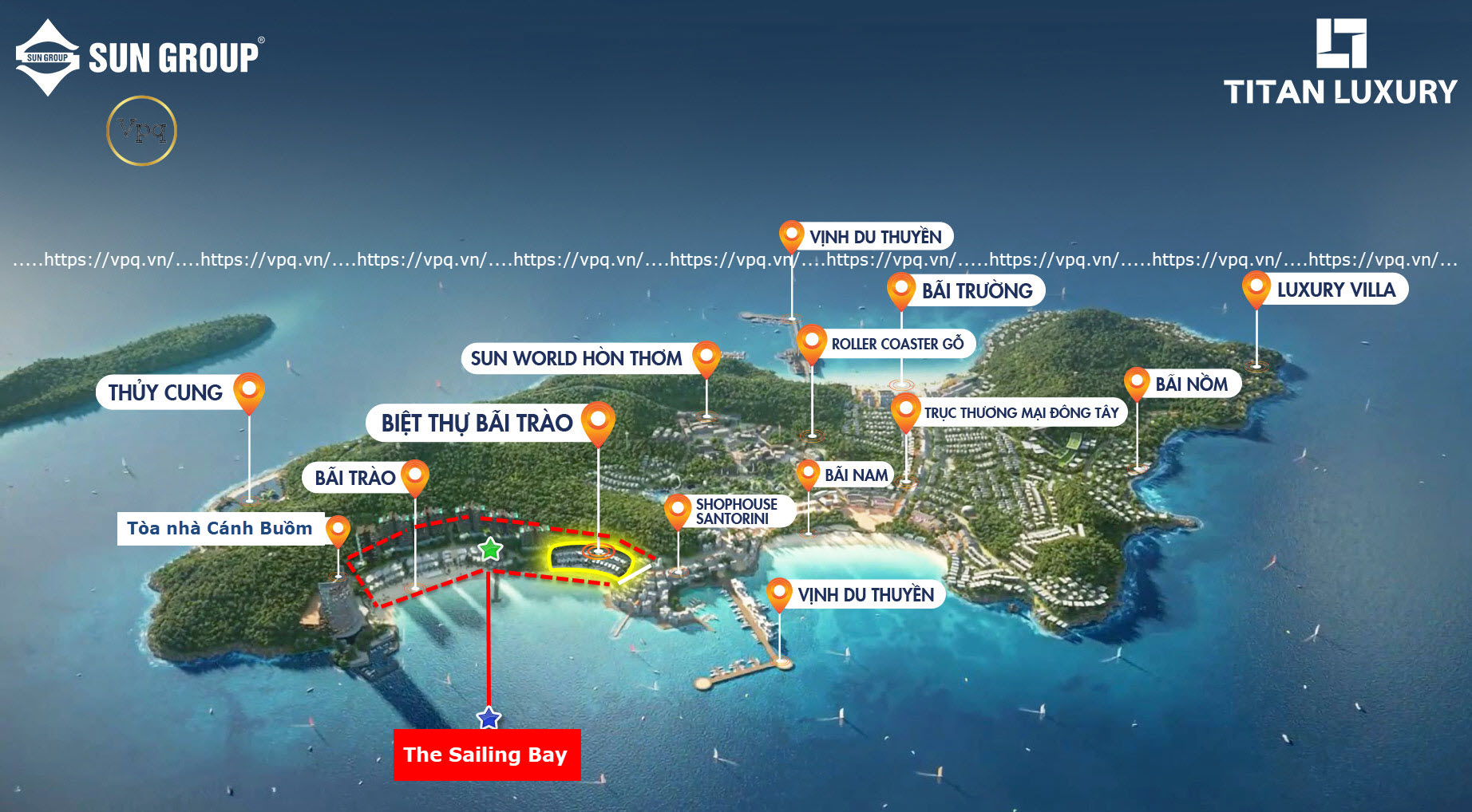 Vị trí dự án The Sailing Bay tại Hon Thom Paradise Island