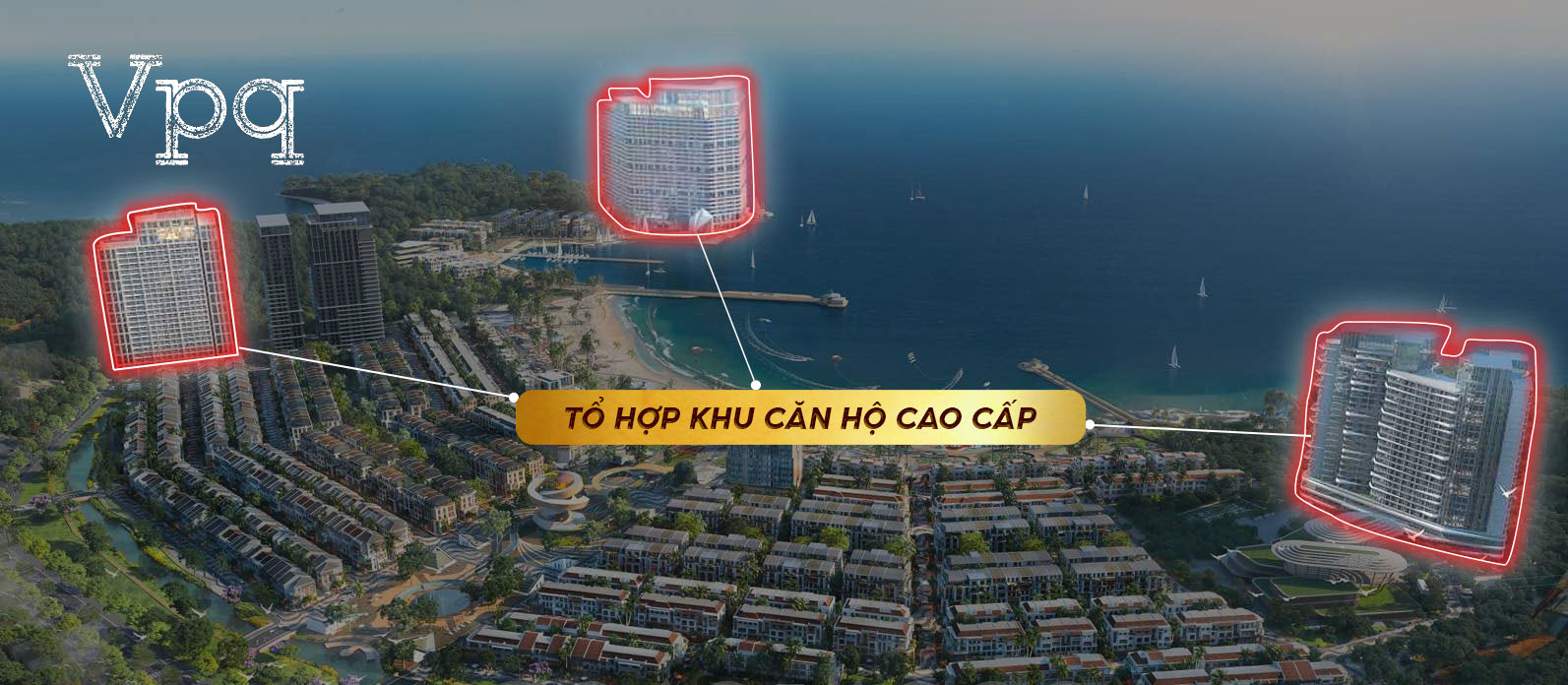 Phối cảnh vị tr&iacute; c&aacute;c t&ograve;a căn hộ Sun C&aacute;t B&agrave;
