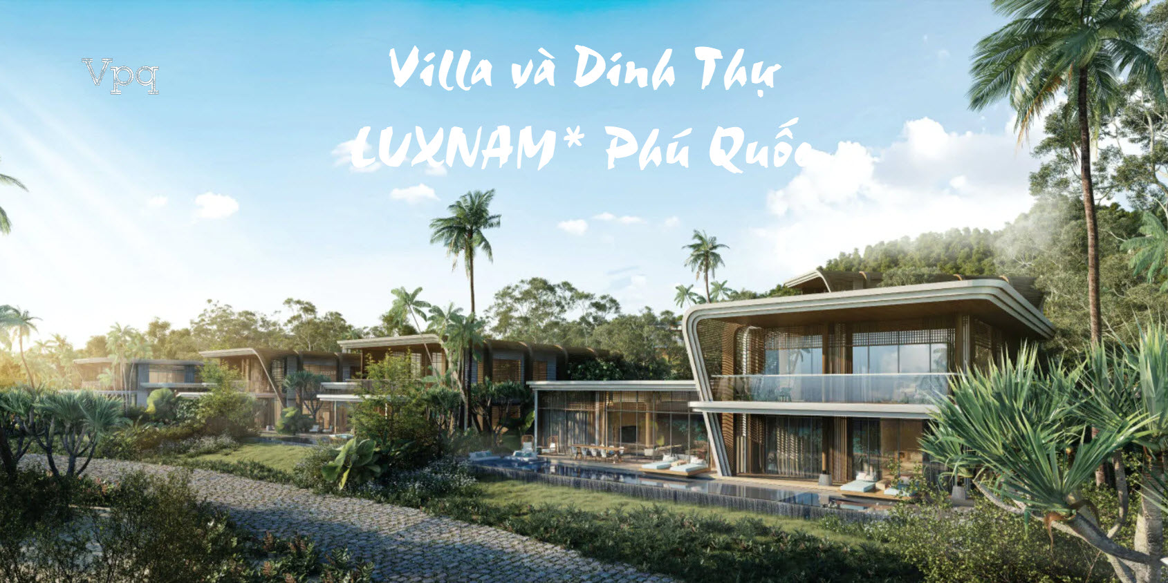 Phối cảnh dinh thự hướng biển có hồ bơi riêng sang trọng, tinh tế của LUXNAM* Phú Quốc