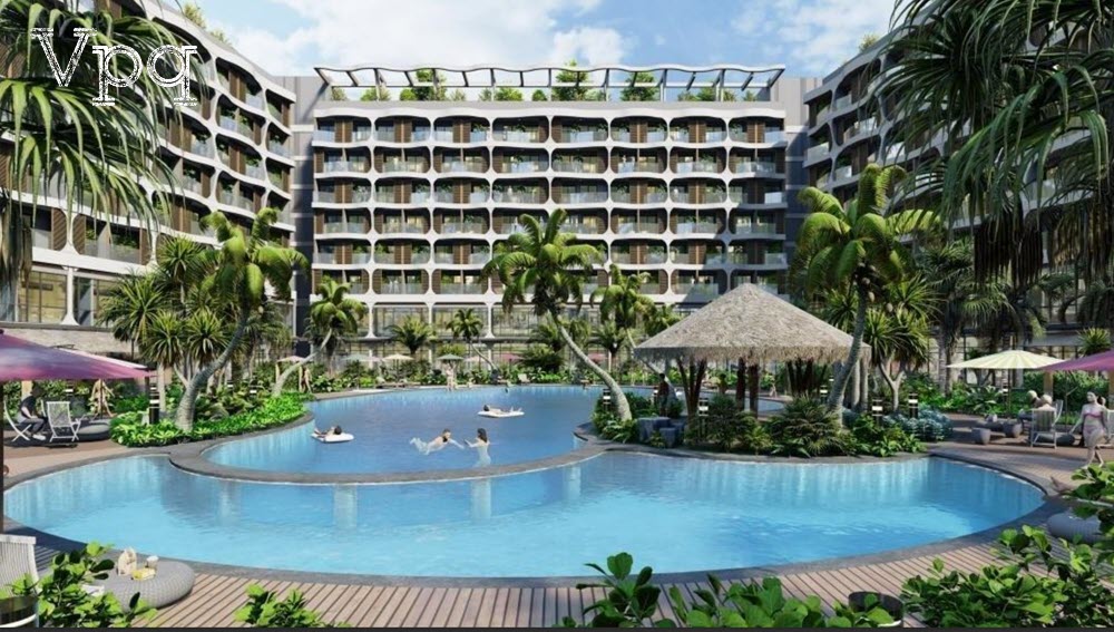Không gian hồ bơi rộng lớn như resort 5 sao
