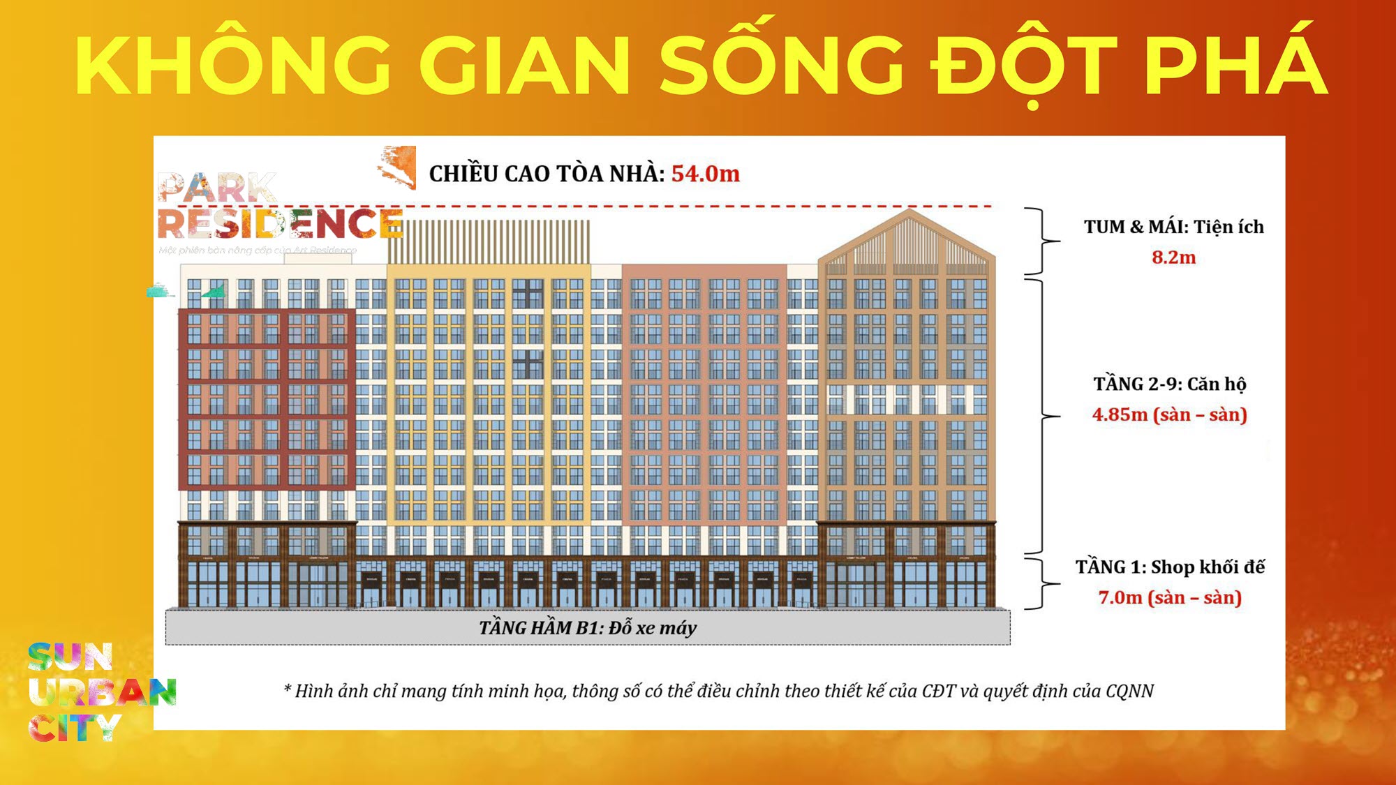 Mặt cắt đứng chung cư Park Residence H&agrave; Nam