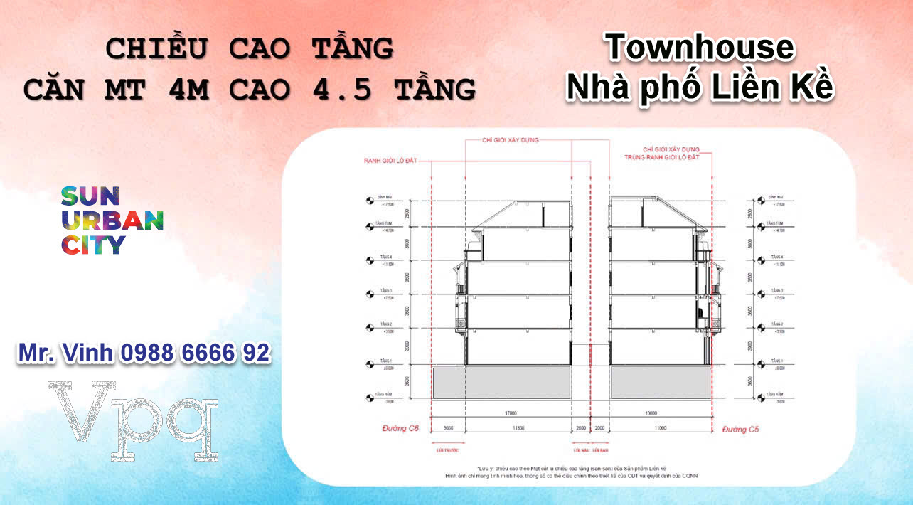 Layout nhà phố liền kề mặt tiền 4m cao 4.5 tầng