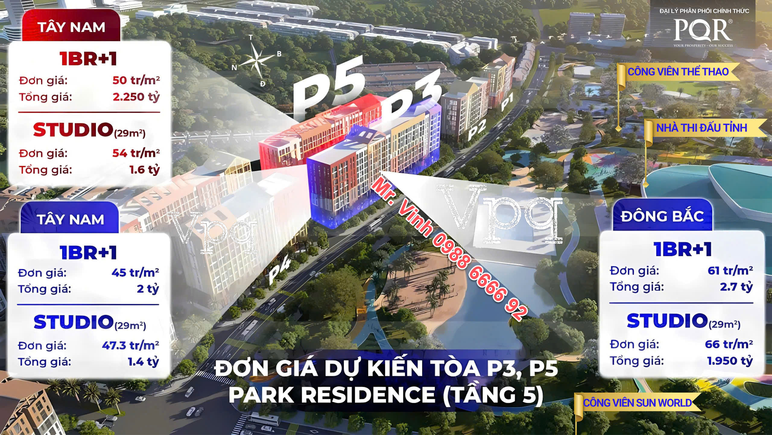 Gi&aacute; b&aacute;n Park Residence H&agrave; Nam được ph&acirc;n bổ theo tầm view căn hộ