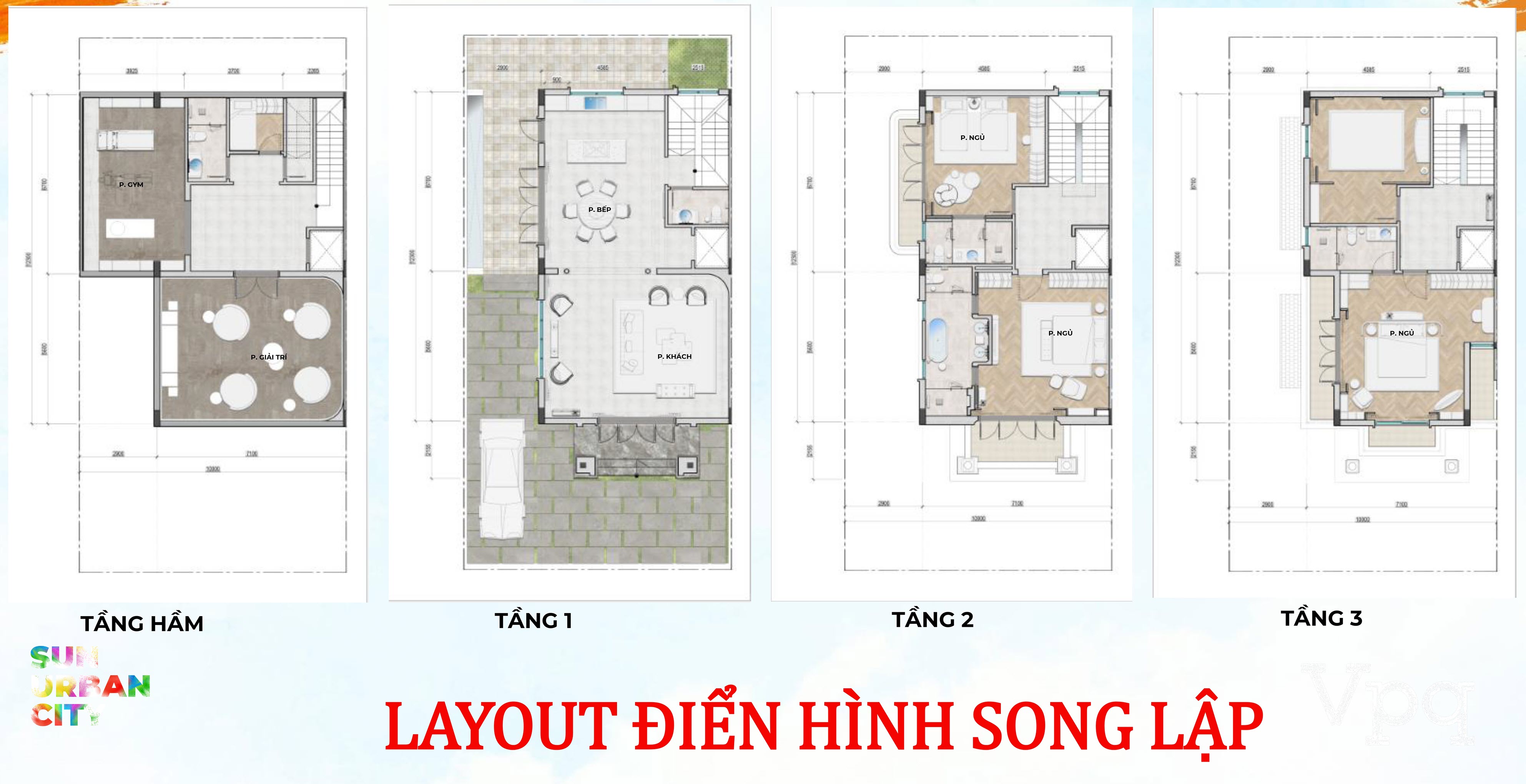 Layout biệt thự song lập Kim Ngân 1