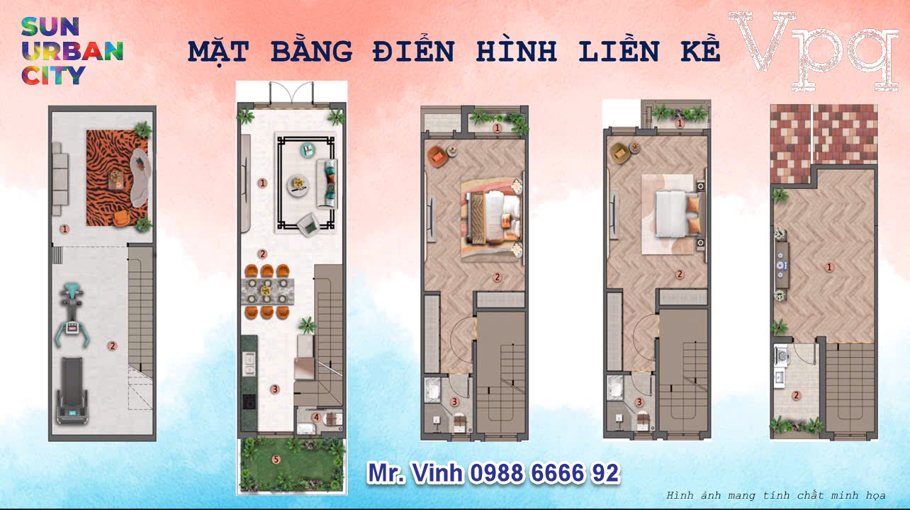 Layout điển hình căn liền kề mặt tiền 4m