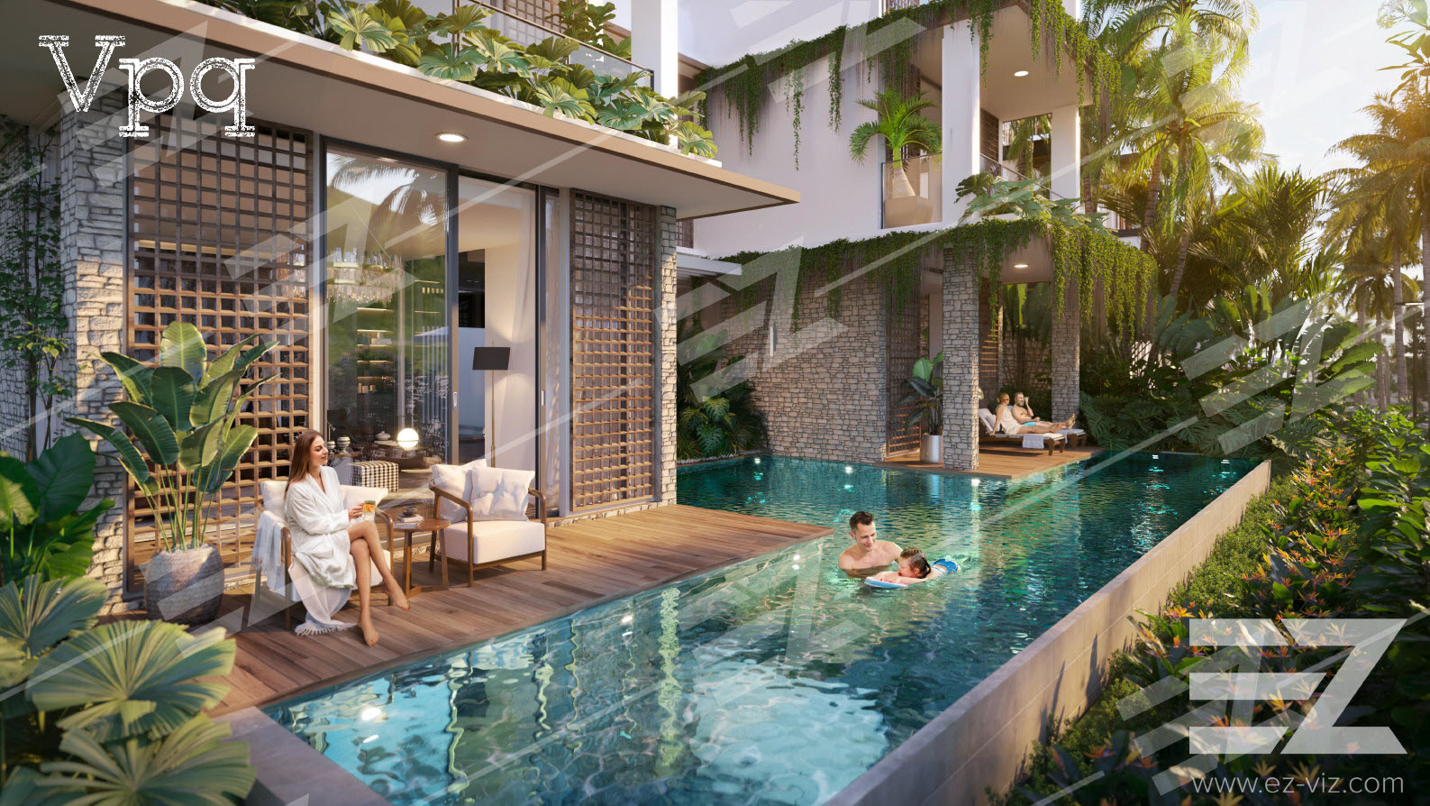 Kh&ocirc;ng gian bẻ bơi Makaio Park Villa