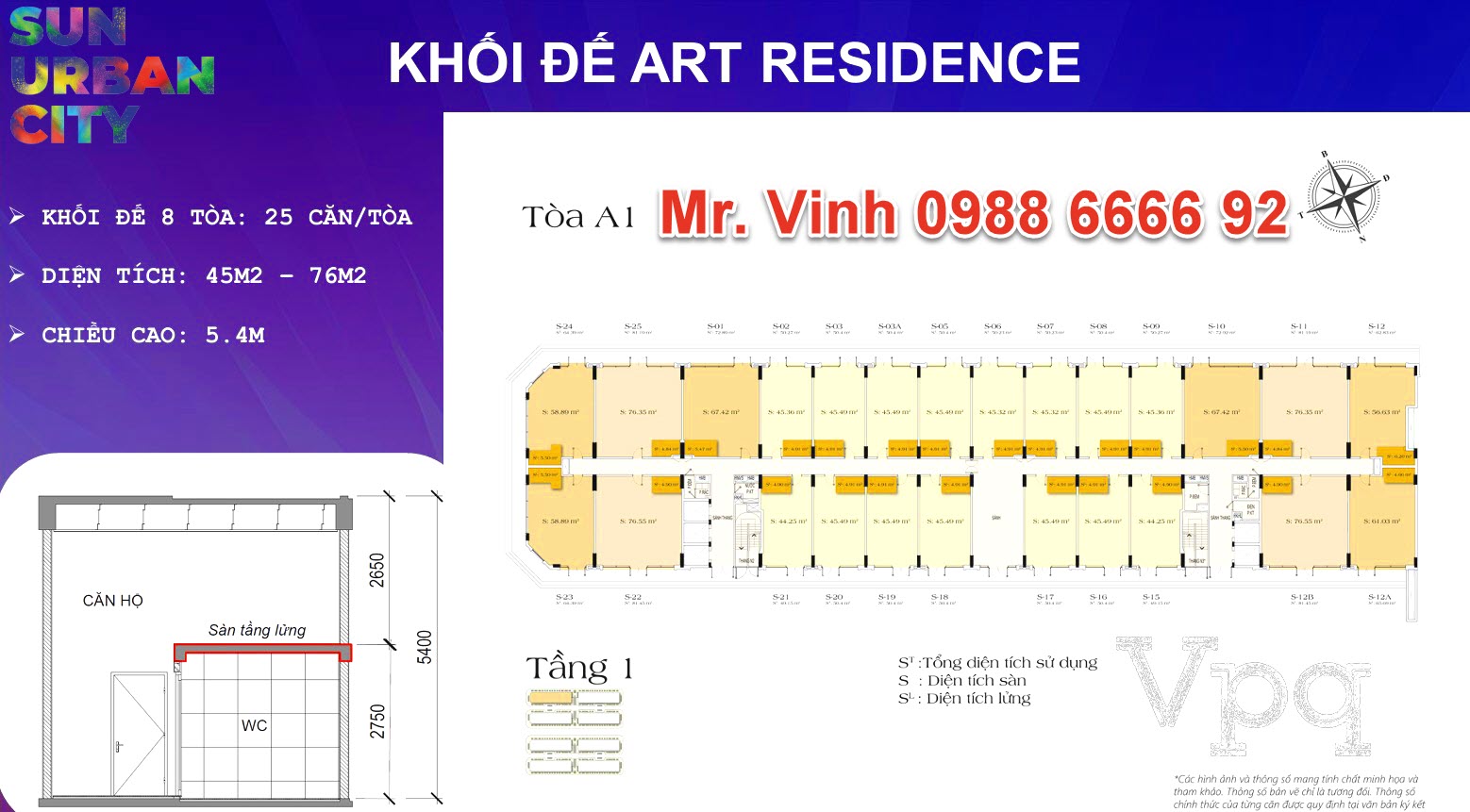 Mặt bằng điển hình shophouse khối đế tòa A1