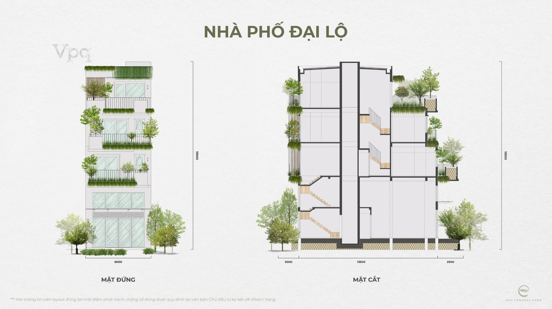 Mặt cắt nhà phố đại lộ The Garden Eco Central Park