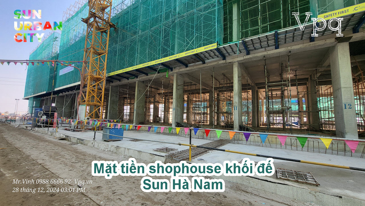 Mặt tiền của Shophouse khối đế chung cư Sun Hà Nam