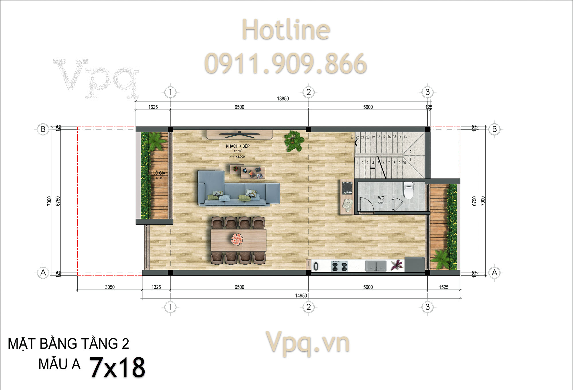 Mặt bằng tầng 2 Shophouse Flamingo Golden Hill H&agrave; Nam