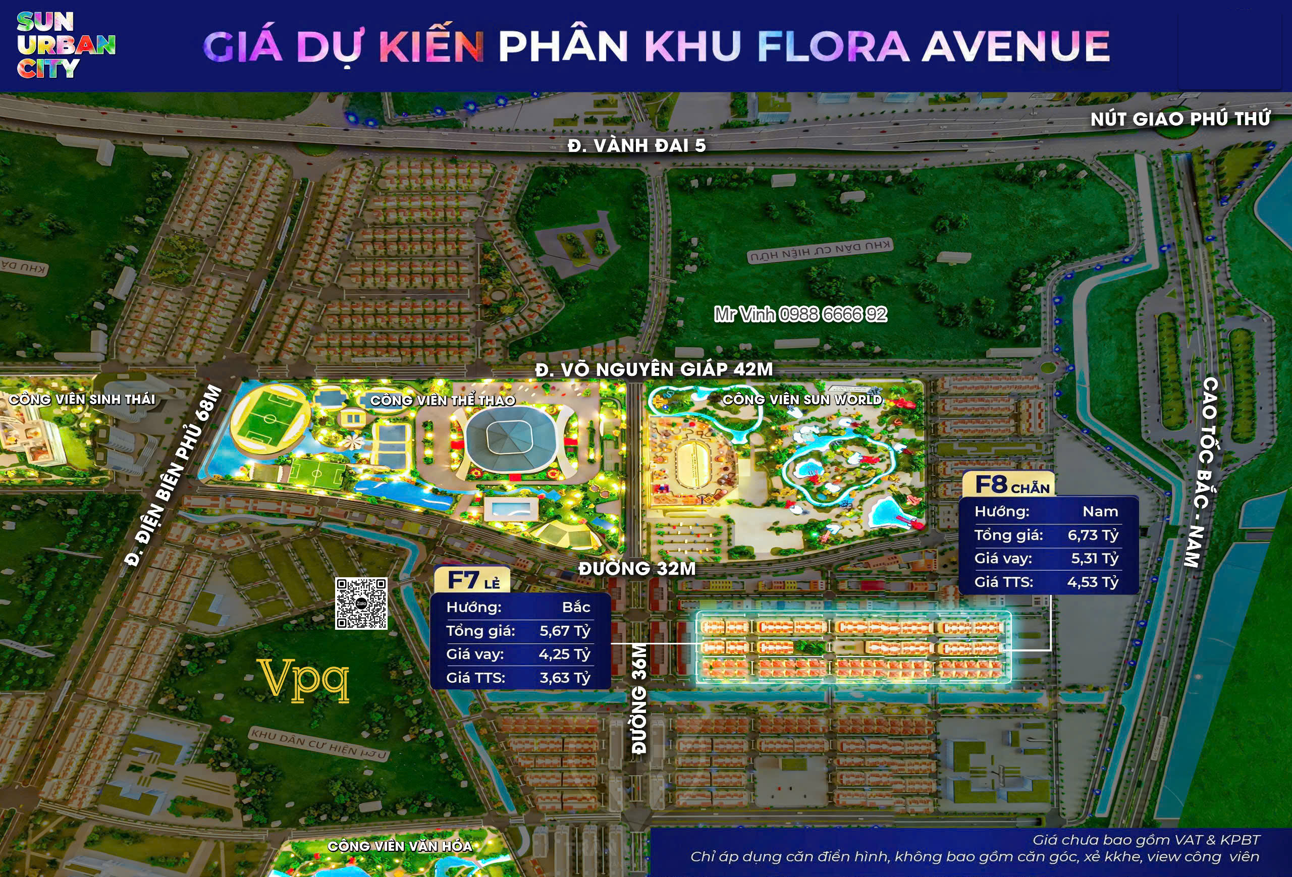 Giá dự kiến nhà phố Flora Avenue Sun Urban City