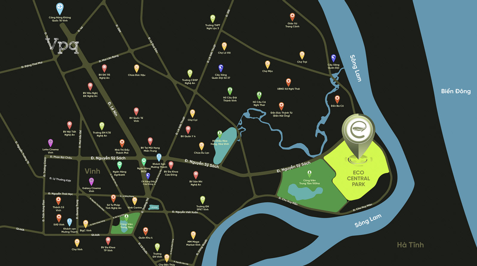 Vị trí liên kết vùng từ dự án Eco Central Park