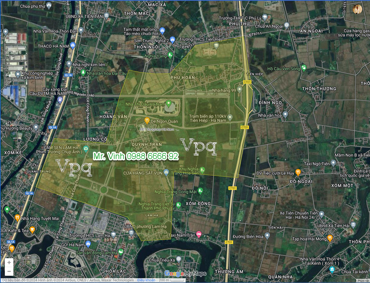 Vị trí dự án Sun Group Hà Nam trên hình ảnh Google Map