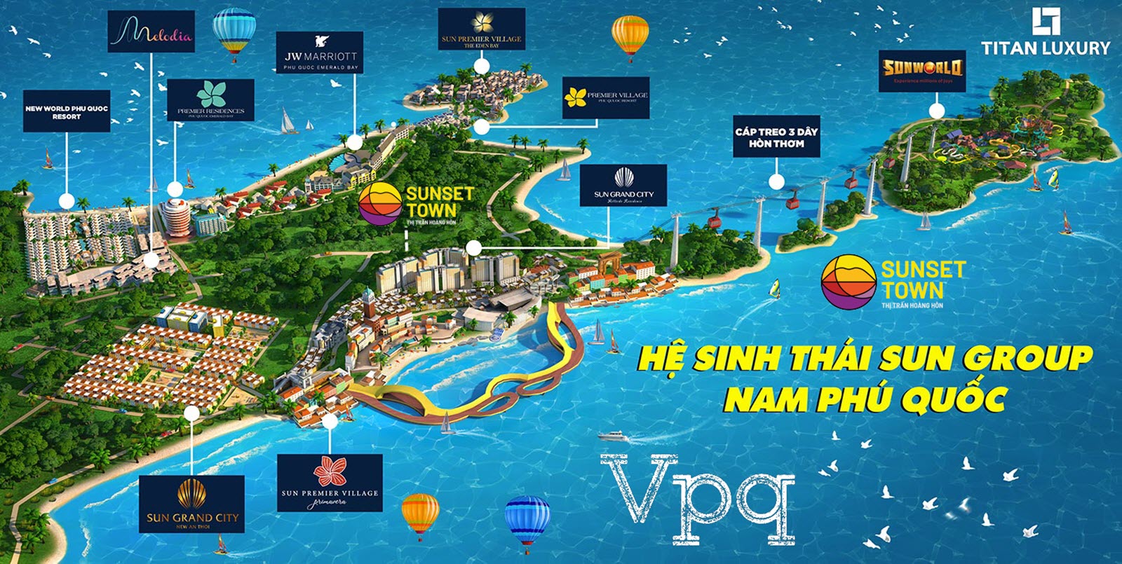 Vị trí của Sunset Town trong hệ sinh thái Sun Group Phú Quốc