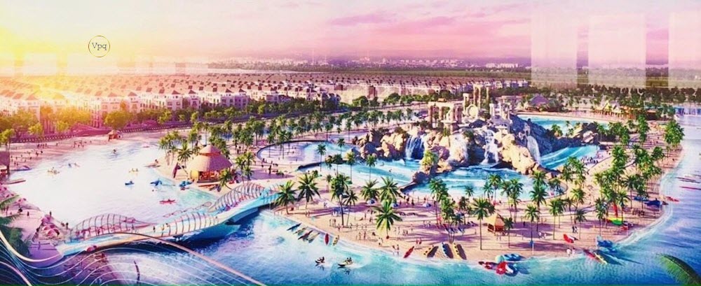 Phối cảnh Hồ tạo s&oacute;ng tại The Empire Vinhomes Ocean Park