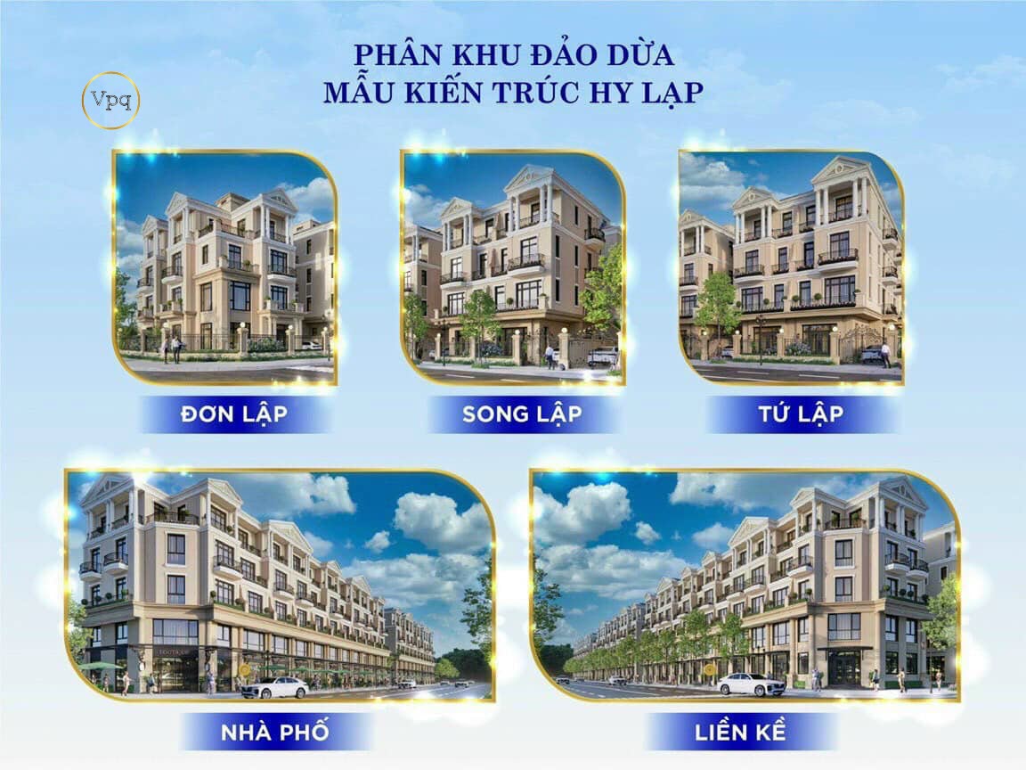 C&aacute;c loại h&igrave;nh sản phẩm ph&acirc;n khu Đảo Dừa The Empire Vinhomes Ocean Park