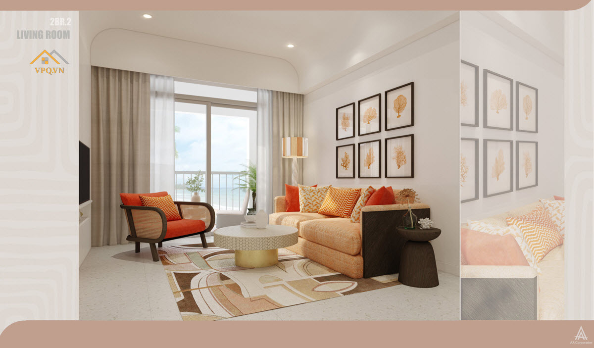 Phối cảnh phòng khách căn hộ Hillisde - Mẫu 2