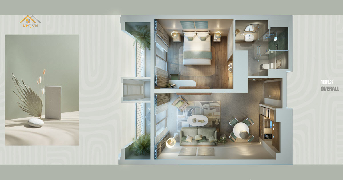 Góc nhìn 3D nội thất căn hộ Hillisde
