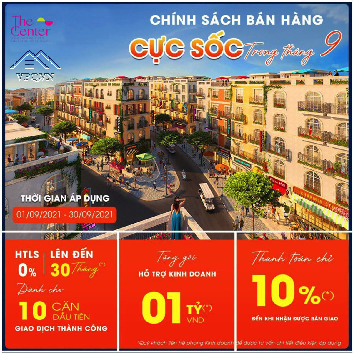 Chính sách bán hàng Shophouse The Center Tháng 9/2021