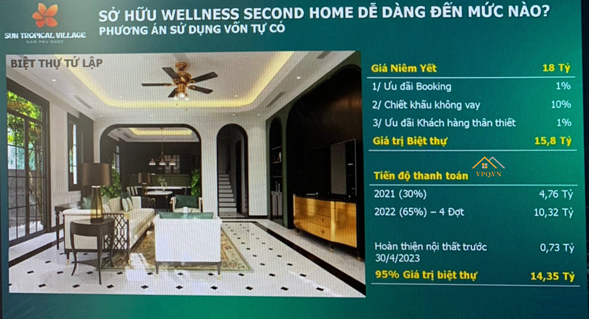 Phương án sử dụng vốn tự có đối với biệt thự tứ lập giá niêm yết 18 tỷ đồng
