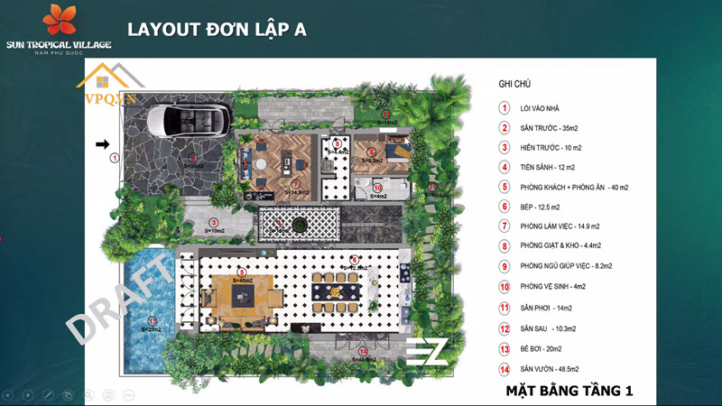 6 mẫu Layout biệt thự làng nhiệt đới Sun Tropical Village Phú Quốc