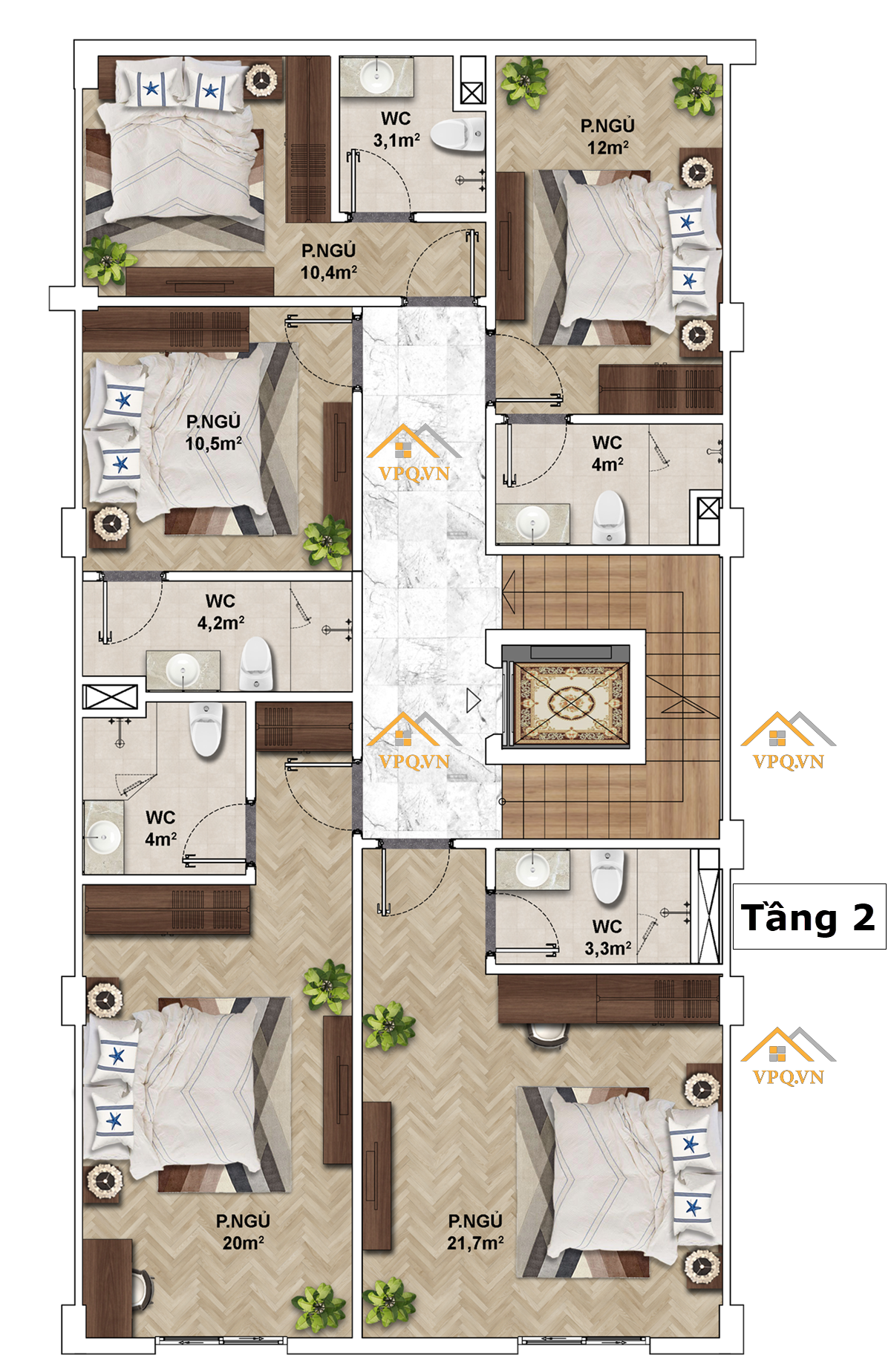 Layout Shophouse The Center Phú Quốc - Tầng 2