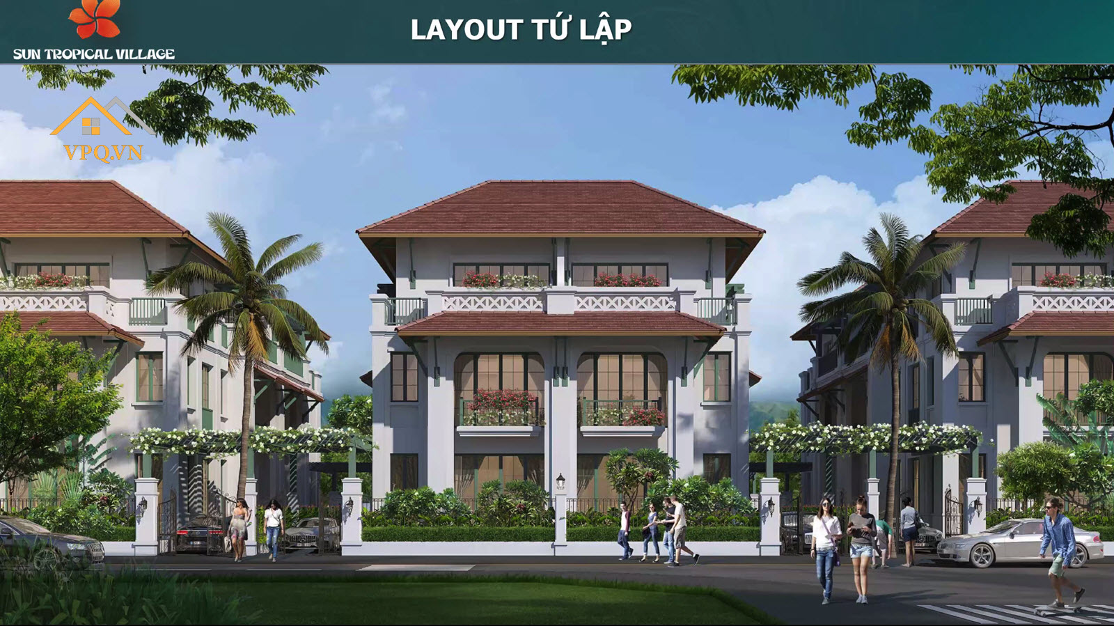 Phối cảnh biệt thự tứ lập - Sun Tropical Village