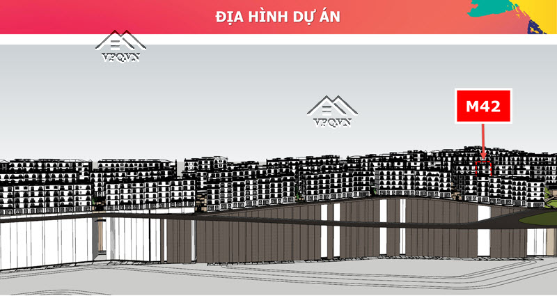 Vị trí M42 Shophouse The Center trên mặt bằng địa hình dự án