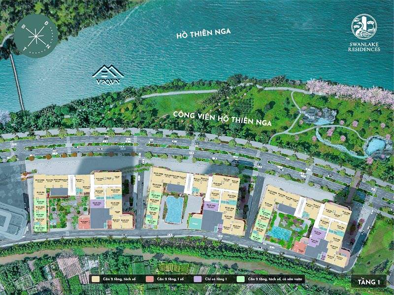 Mặt bằng shophouse khối đế Swanlake Onsen tầng 1