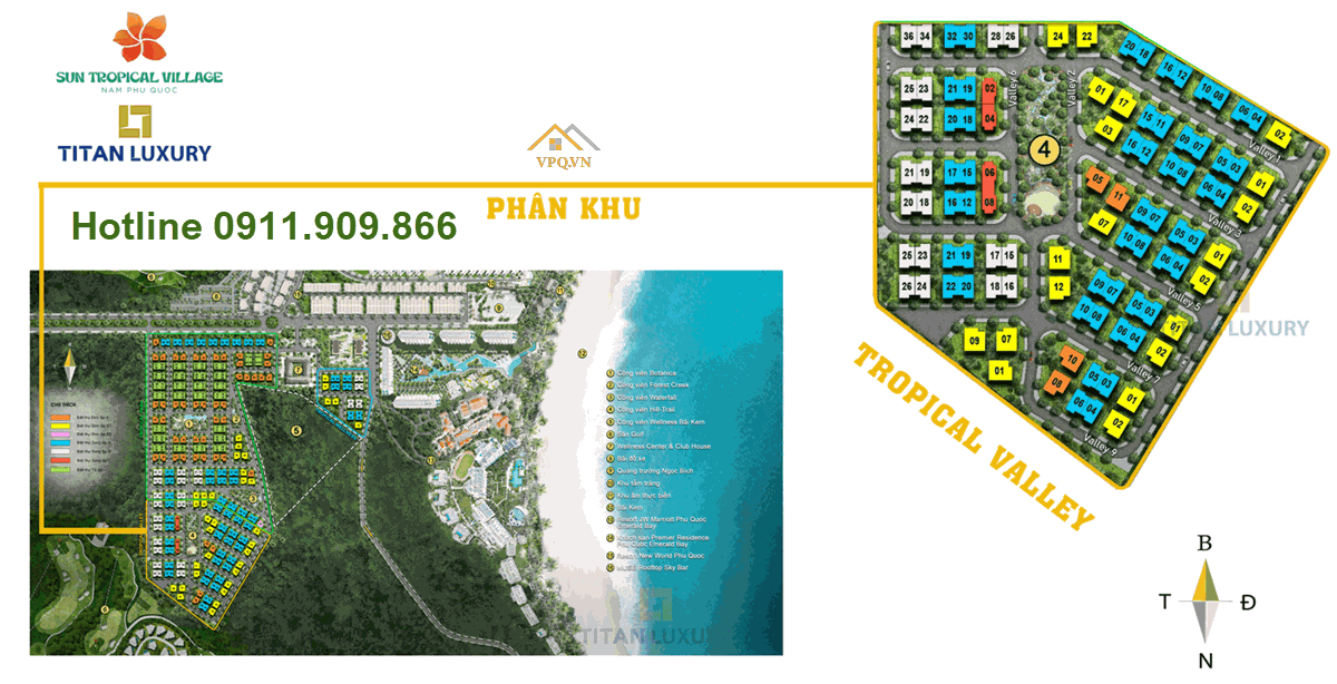 Ph&acirc;n khu biệt thự Tropical Valley thuộc tổng mặt bằng Sun Tropical Village Ph&uacute; Quốc