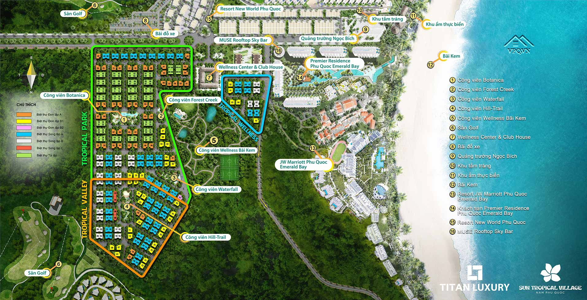 Vị trí công viên Wellness Bãi Kem trên mặt bằng dự án Sun Tropical Village