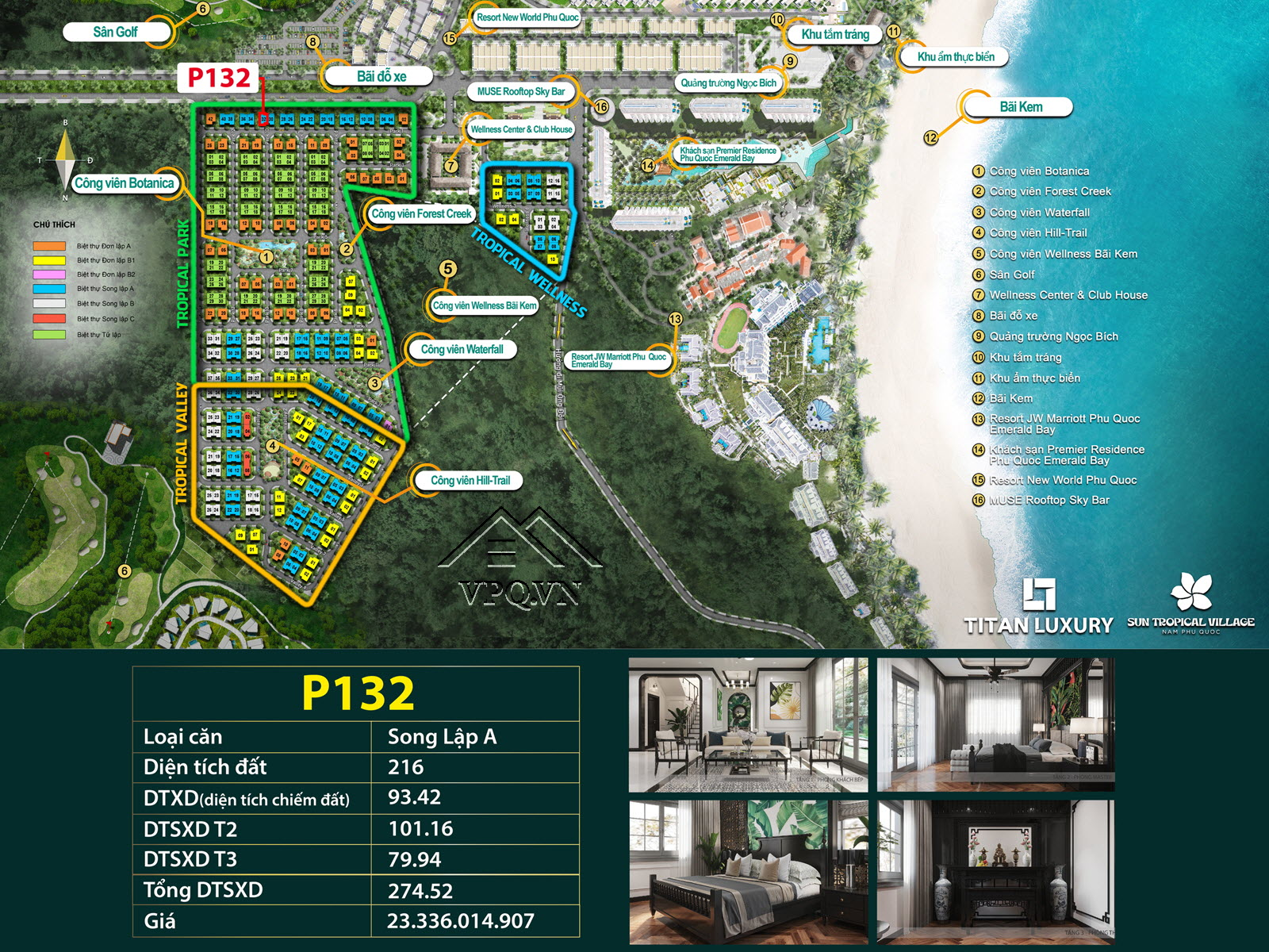 Biệt thự song lập P132 - Sun Tropical Village