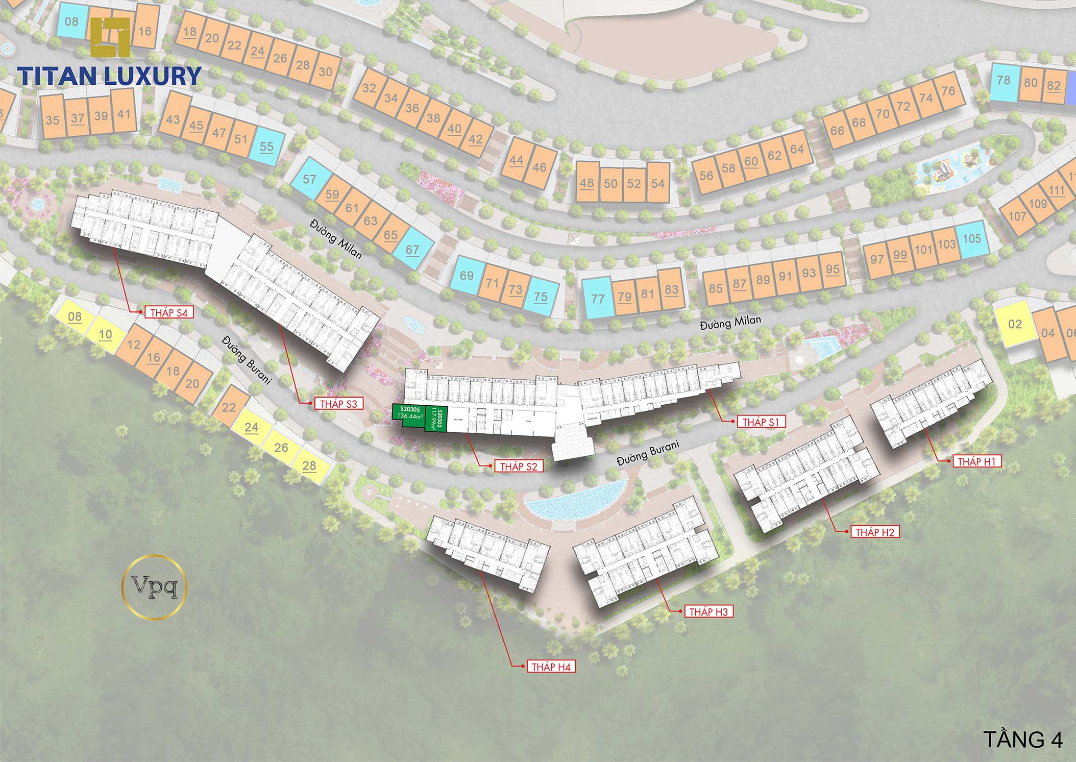 Layout tầng 4 căn hộ Premier Boutique House