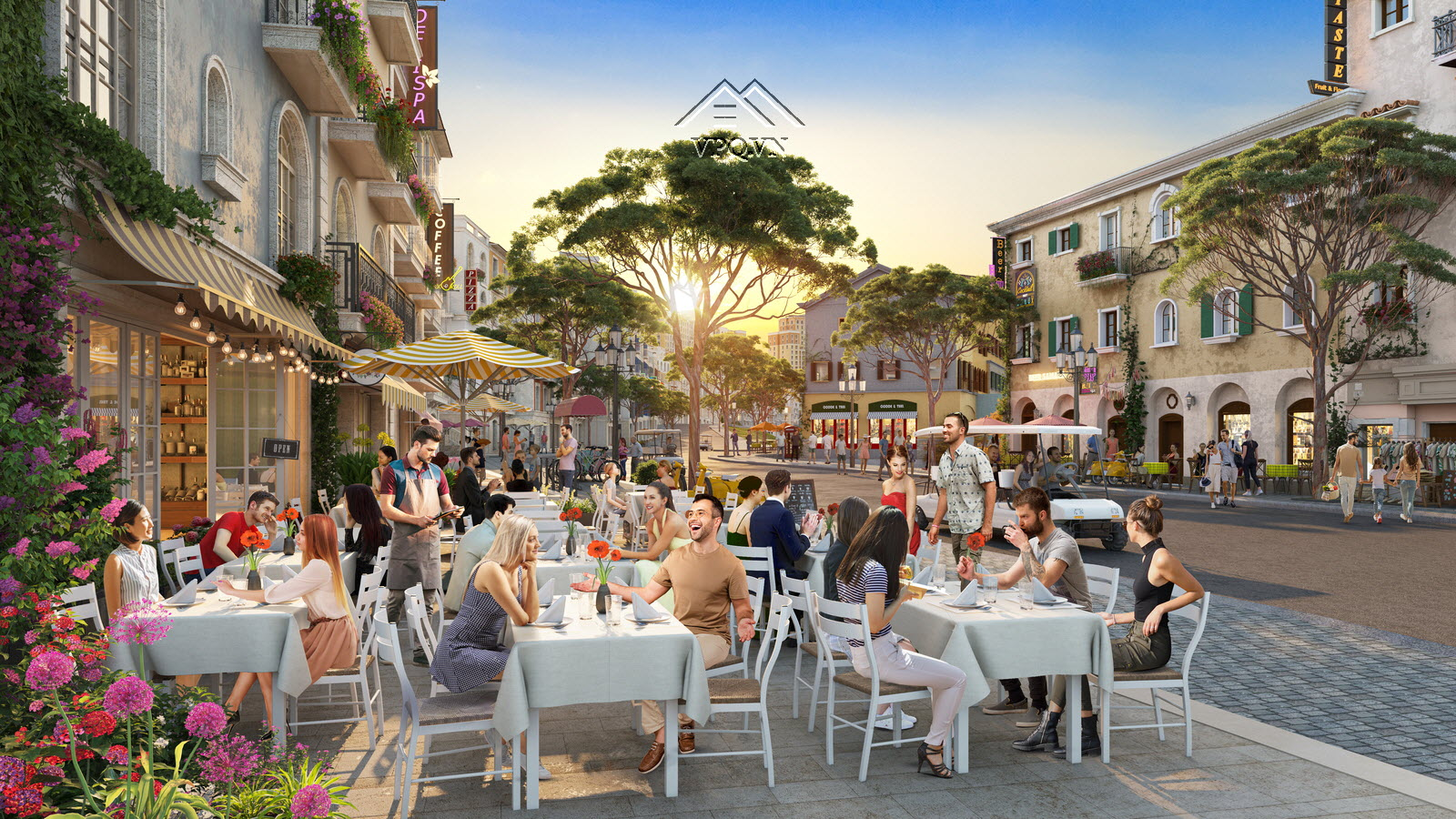 Vỉa hè rộng Shophouse The Center thích hợp kinh doanh ngành F&B