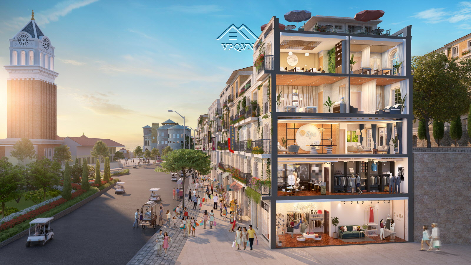 Mặt cắt Shophouse The Center Phú Quốc