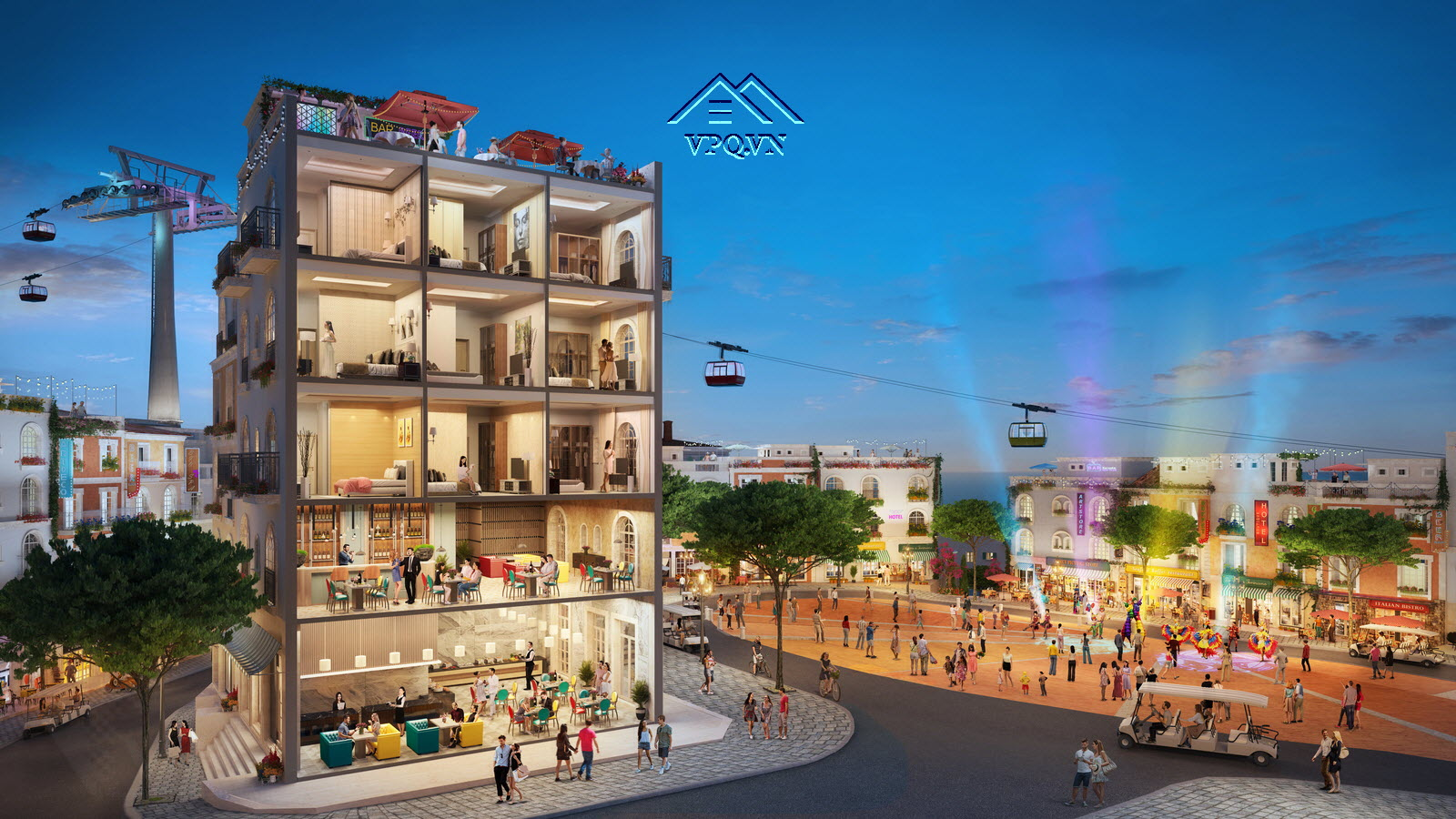 Layout mặt cắt đứng Shophouse The Center đường Milan