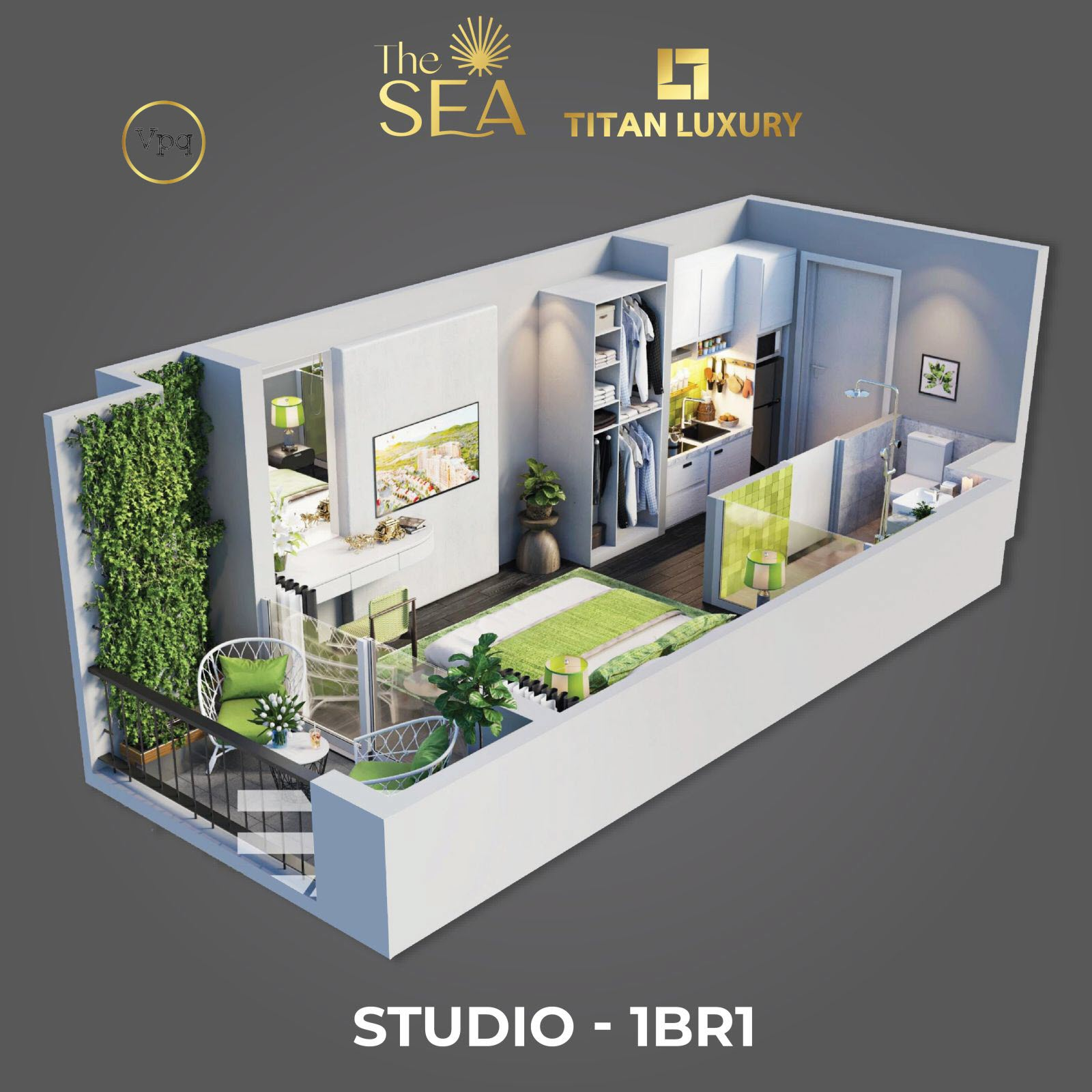 Sudio đa dạng diện tích: 27,93m - 42,3 m (thông thủy)