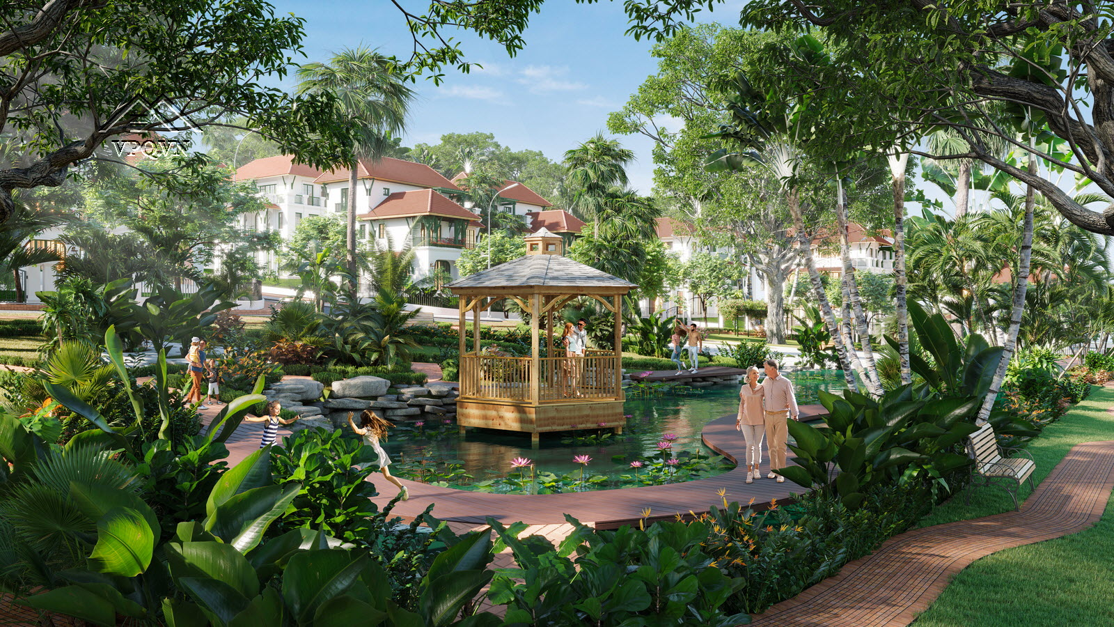Phối cảnh công viên Waterfall biệt thự Sun Tropical Village