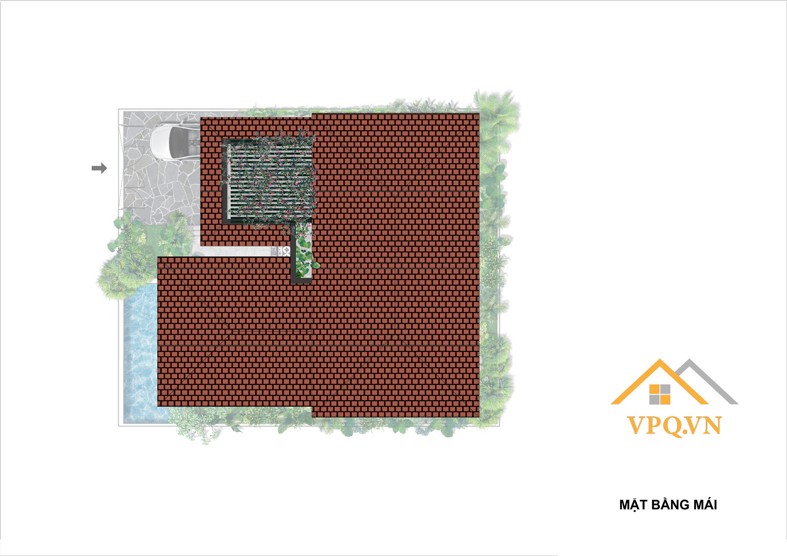 Layout tầng mái biệt thự đơn lập B - Sun Tropical Village
