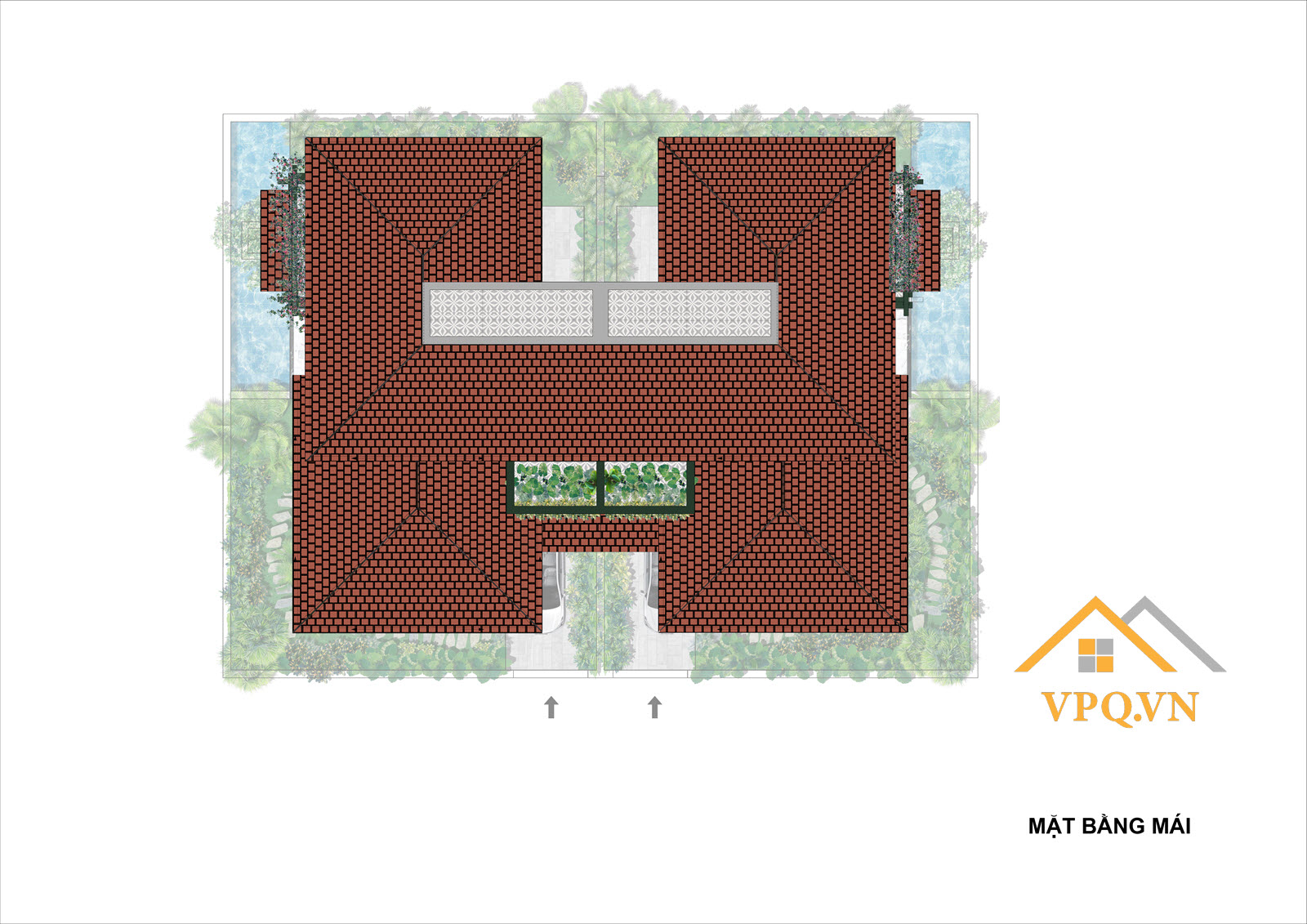 Layout tầng mái biệt thự song lập B - Sun Tropical Village